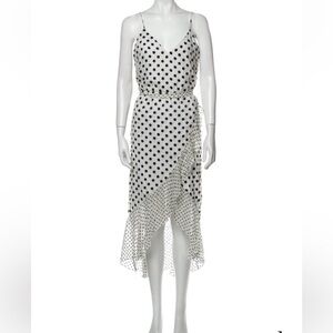 Alice + Olivia Black and White Polka Dot Midi Dress